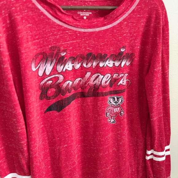 Wisconsin Badgers Colosseum Long Sleeve Tee Red M NCAA - Picture 2 of 5